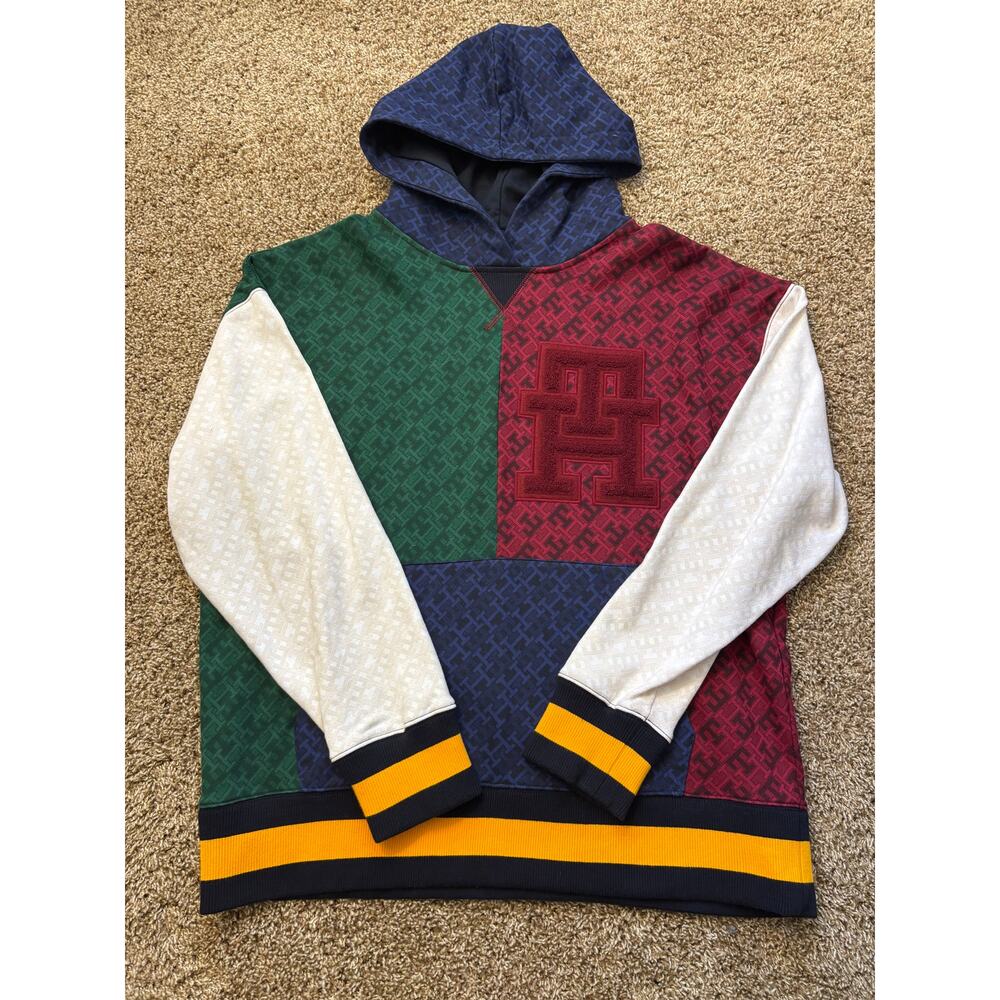Tommy Hilfiger x Anthony Ramos Colorblock Monogram Hoodie Mens Size Medium